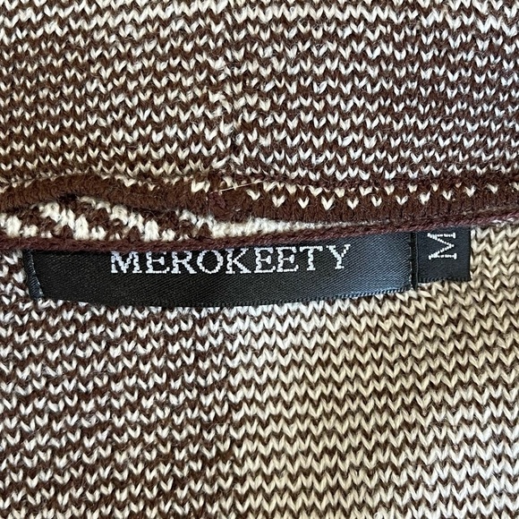 Merokeety knit sweater Coat cardigan blazer size medium office layer color block - Picture 6 of 8